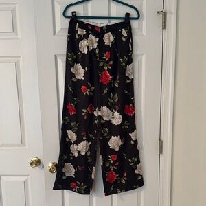 Lulu's Black Floral Wide Leg Pants